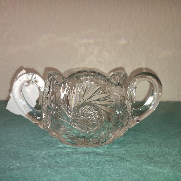 Bohemian Crystal Bowl with Handles Vintage Sugar Candy Jar Star Design boho chic - Picture 1 of 7